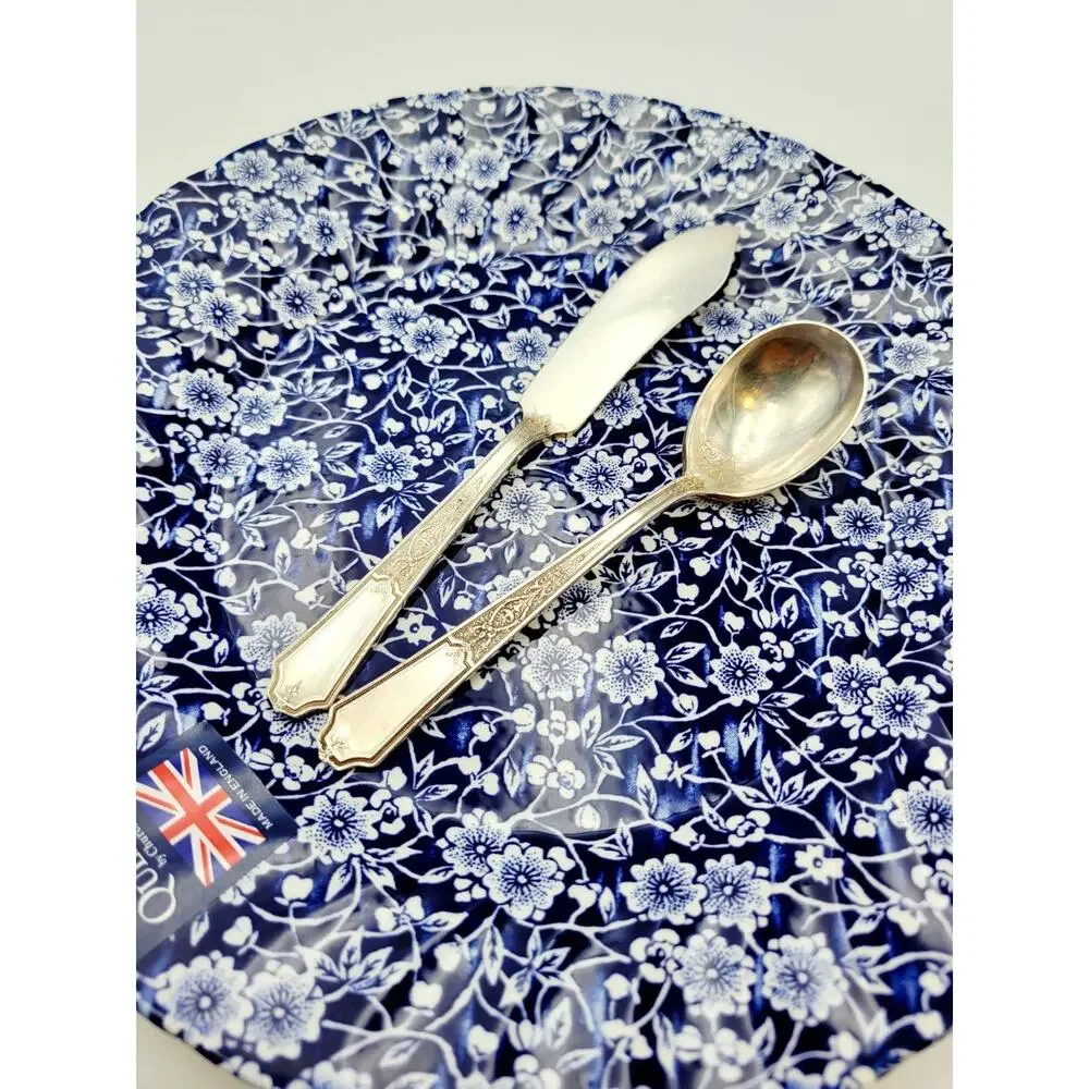 1847 Rogers Bros Ancestral Silverplate Butter Knive & Sugar Spoon Discontinued